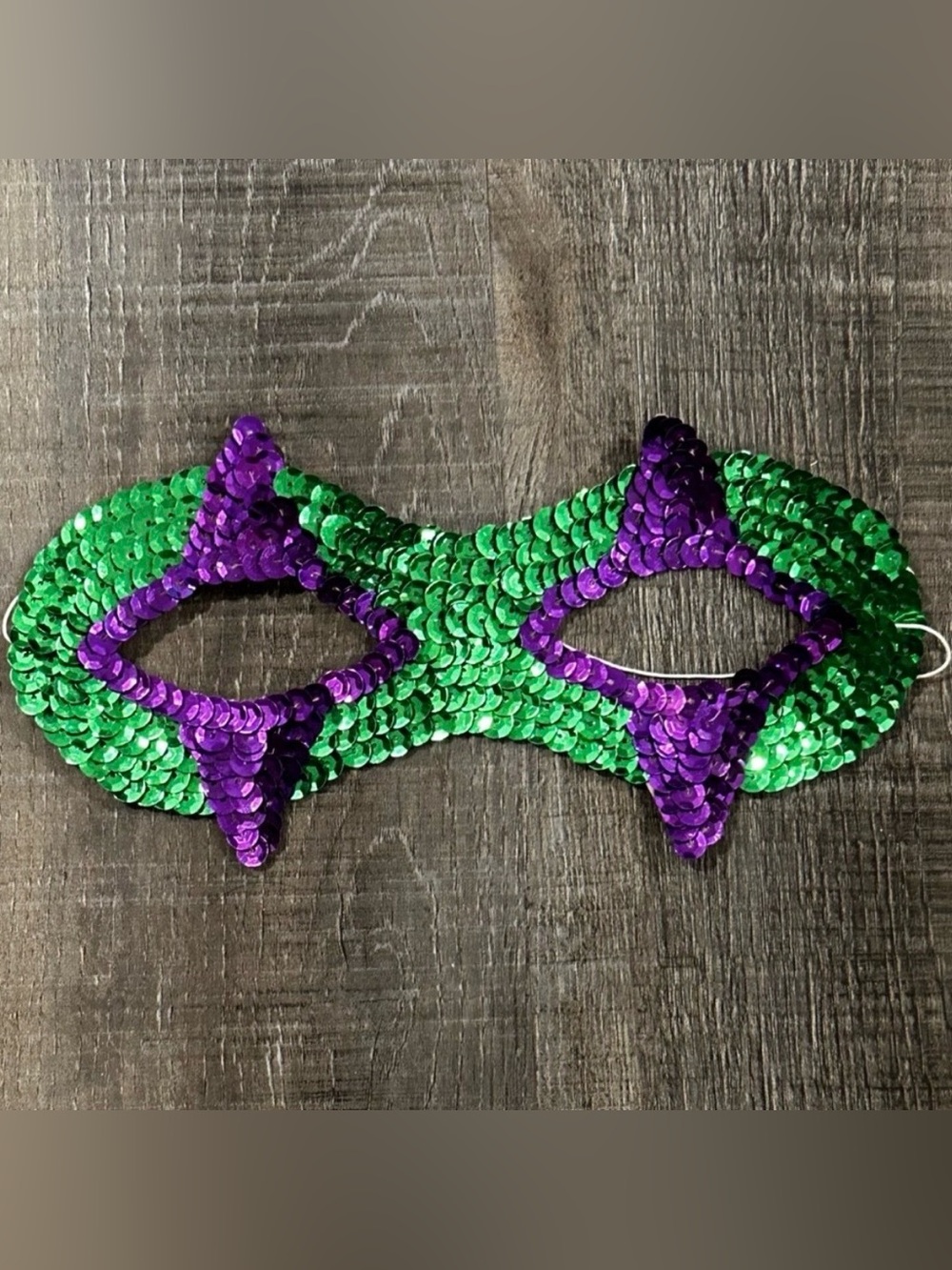 💞 New Green & Purple Sequin One Size Halloween / Mardi Gras Mask